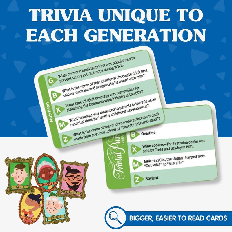 Joy for All Trivial Pursuit Generations - Trivia for Seniors - Cognitive Thinking Game - Big Easy to Read Cards for Low Vision - Fill-in-the-Blank Trivia Cards - Memory Board Game Activity for Elderly - Image 4